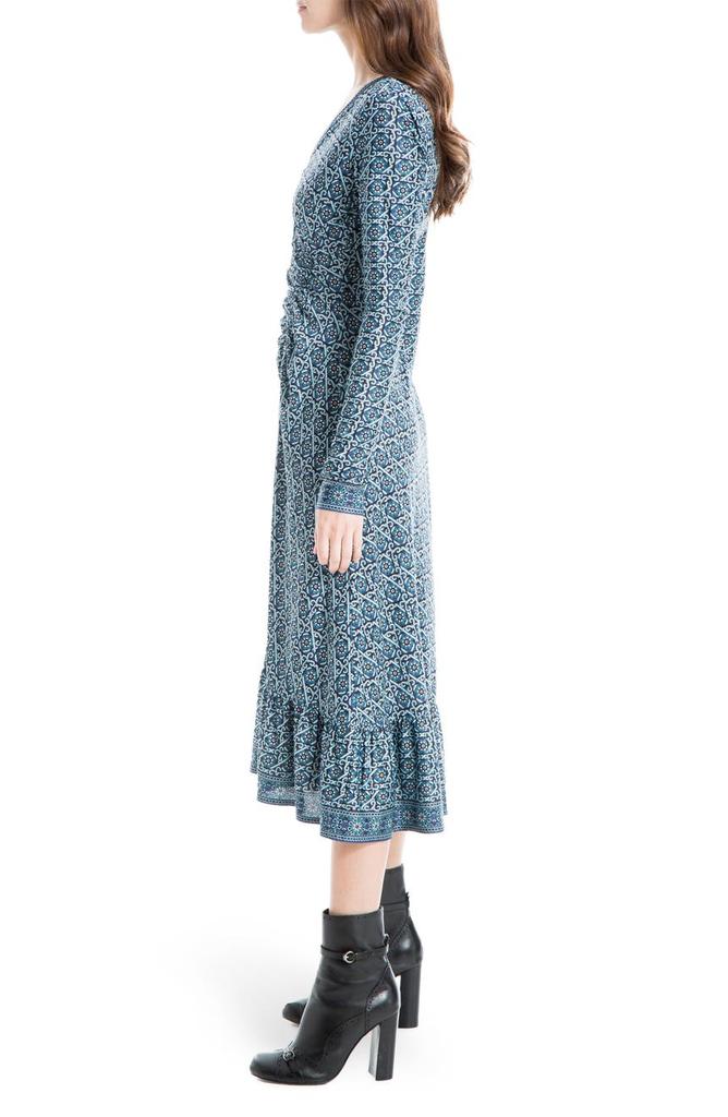Long Sleeve Printed Wrap Dress商品第3张图片规格展示