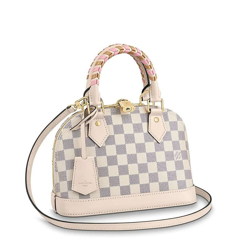 商品Louis Vuitton|预售10天 Louis Vuitton/路易威登 22春夏新款ALMA BB系列 女士蓝白棋盘格帆布饰多色编织效果皮革提手金扣配可拆卸肩带单肩斜跨手提包N45294,价格¥14607,第1张图片
