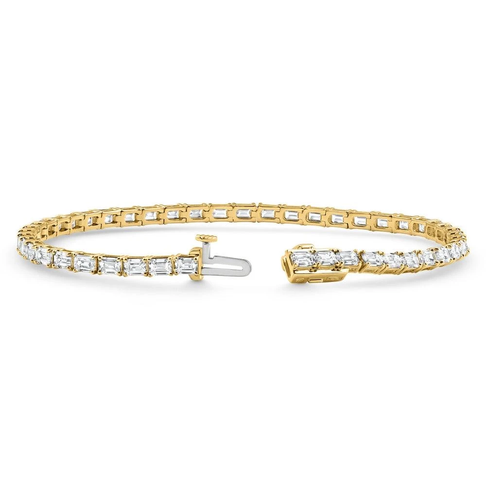 商品Pompeii3|E/VS 7Ct Emerald Cut Diamond Tennis Bracelet 7" 14k Yellow Gold,价格¥33032,第3张图片详细描述
