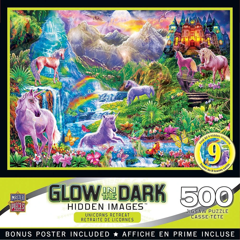 商品MasterPieces Puzzles|Hidden Images - Unicorns Retreat 500 Piece Adult Jigsaw Puzzle,价格¥149,第2张图片详细描述