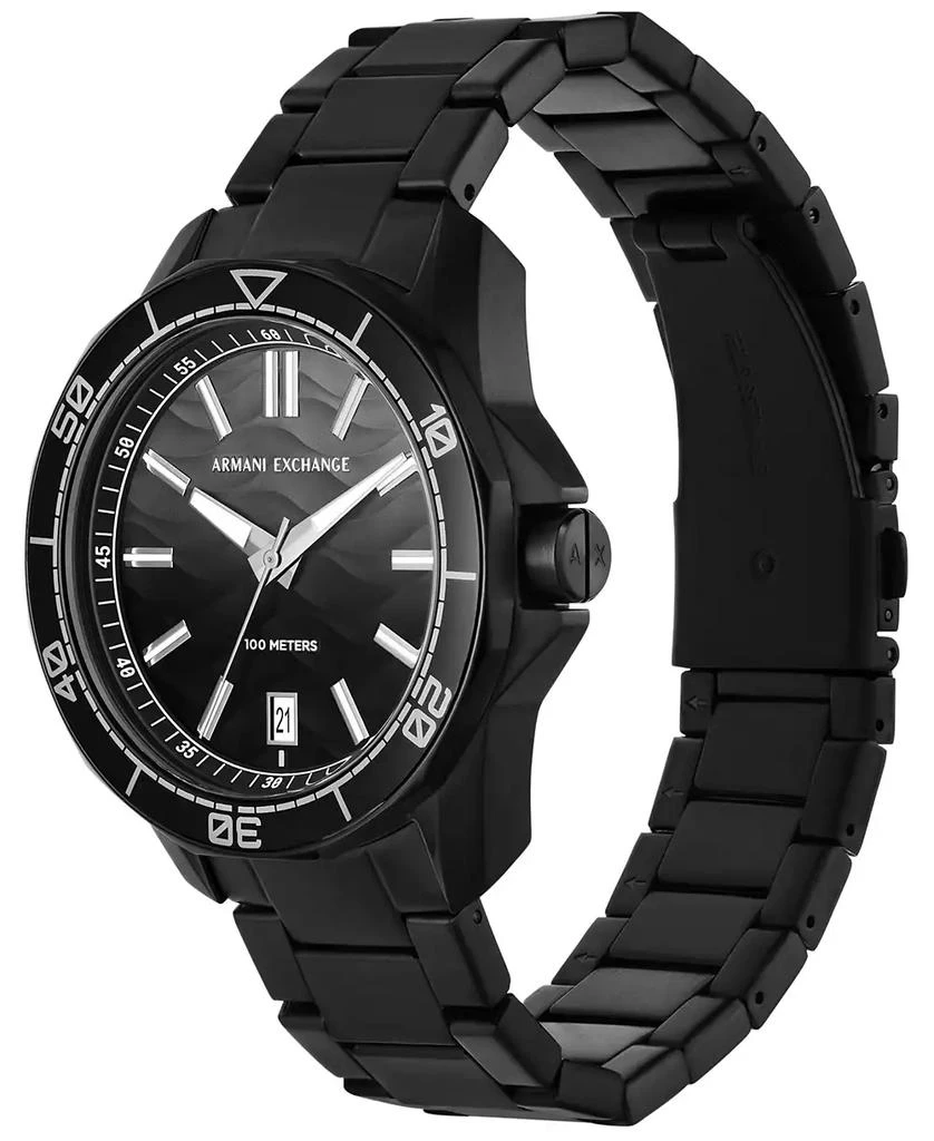 商品Armani Exchange|Men's Quartz Three Hand Date Black Stainless Steel Watch 44mm,价格¥1101,第4张图片详细描述