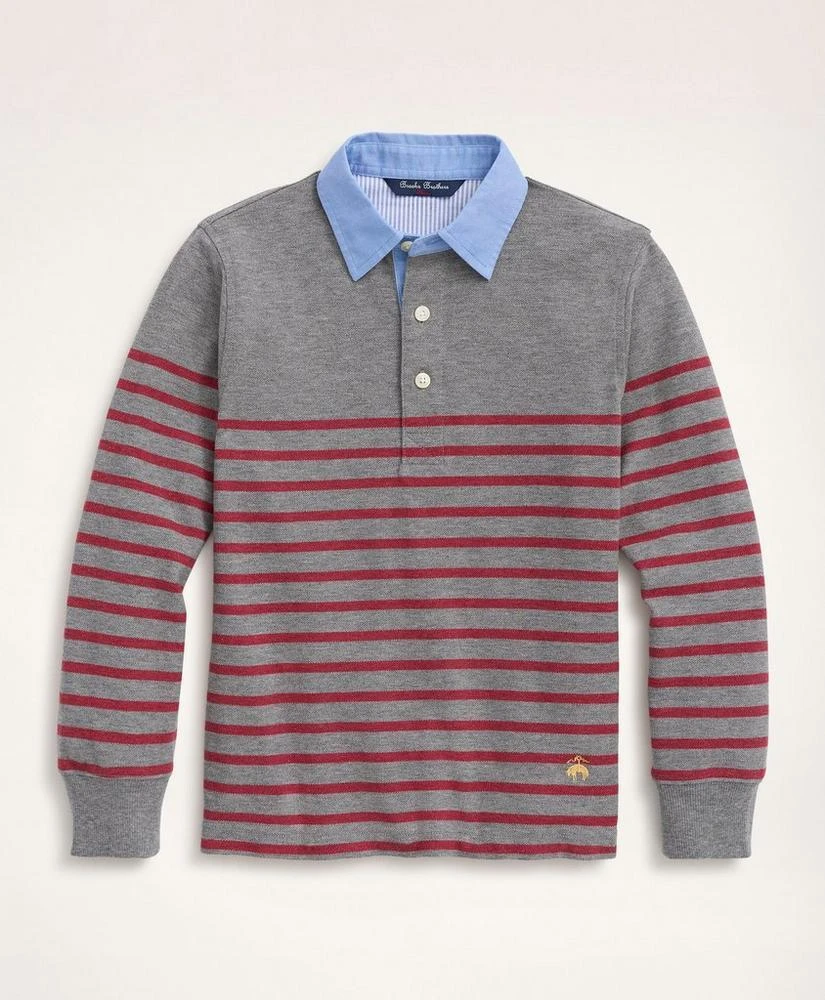 商品Brooks Brothers|Boys Supima® Cotton Pique Mariner Stripe Long-Sleeve Polo Shirt,价格¥333,第1张图片