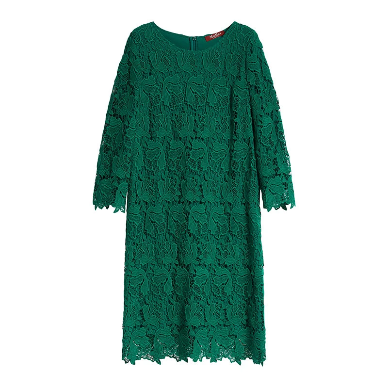 商品Max Mara|【预售3-7天】麦丝玛拉 22年早春新款 BELINDA系列 女士绿色棉质混纺花边蕾丝迷你连衣裙6221142406003,价格¥68370,第1张图片