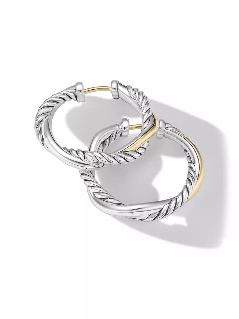 商品David Yurman|Petite Infinity Hoop Earrings in Sterling Silver with 14K Yellow Gold, 17.3MM,价格¥5432,第2张图片详细描述