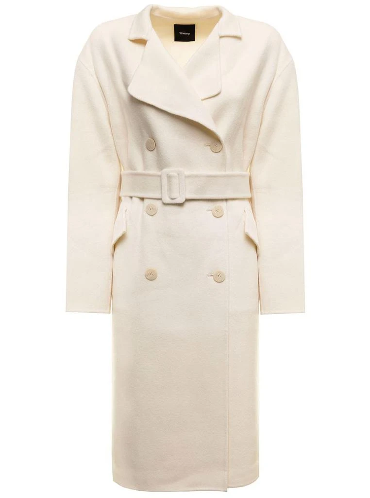 商品Theory|Double-Breasted Wool and Cashmere White  Long Coat Theory Woman,价格¥3387,第1张图片