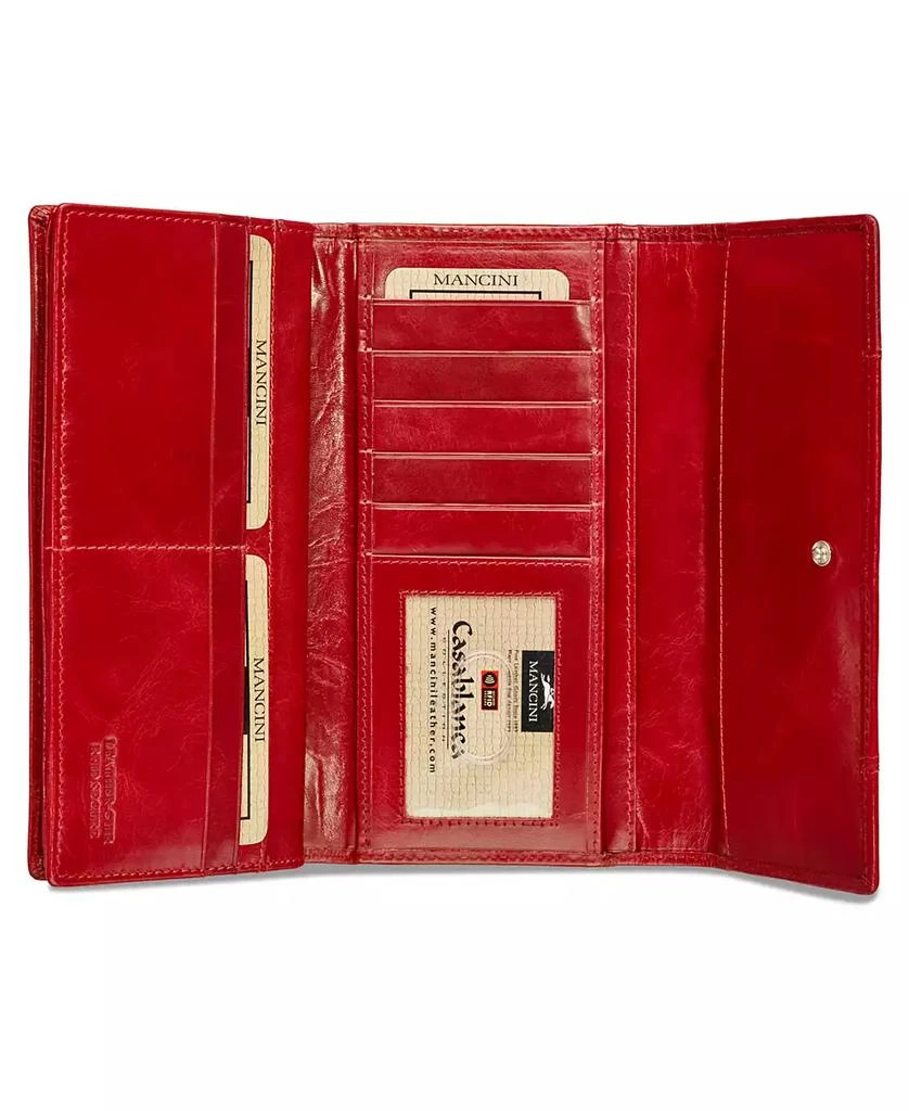 商品Mancini Leather Goods|Casablanca Collection RFID Secure Ladies Trifold Wing Wallet,价格¥606,第3张图片详细描述