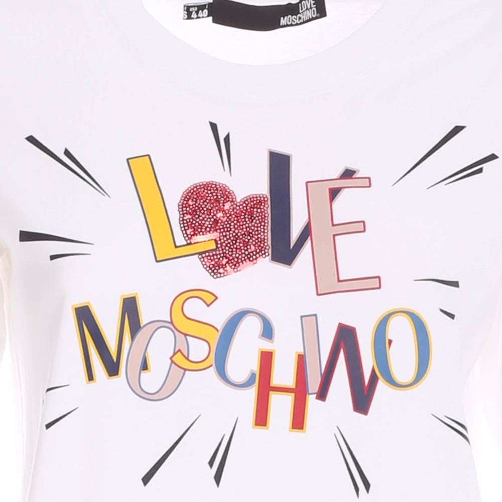MOSCHINO 莫斯奇诺 女士白色T恤 W4F153-EM3876-A00商品第3张图片规格展示