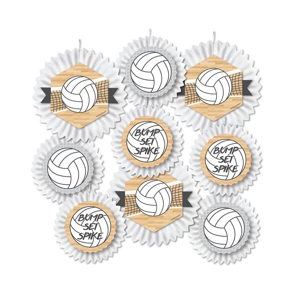 商品Big Dot of Happiness|Bump, Set, Spike - Volleyball - Hanging Party Tissue Decor Kit Paper Fans - 9 Ct,价格¥149,第3张图片详细描述