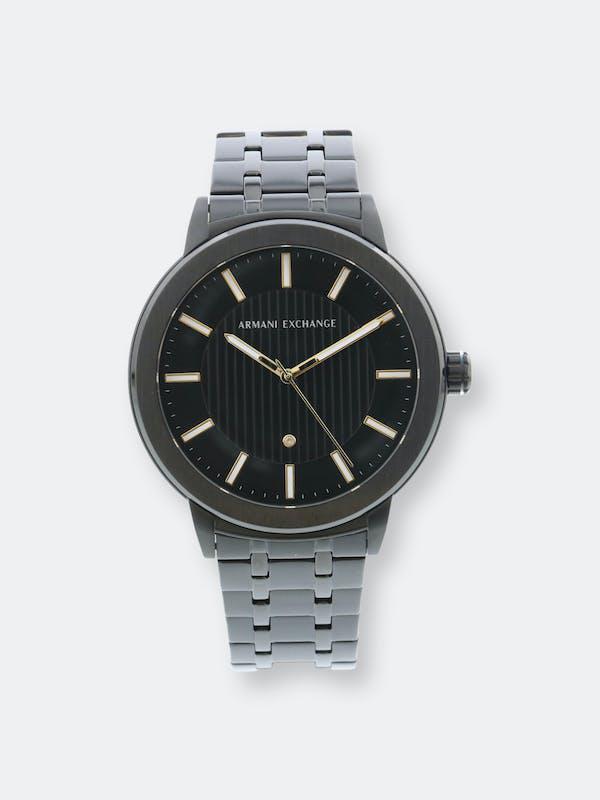 商品Armani Exchange|Armani Exchange Men's 3 Hand Stainless Steel AX1465 Black Stainless-Steel Japanese Quartz Fashion Watch ONE SIZE,价格¥1122,第1张图片