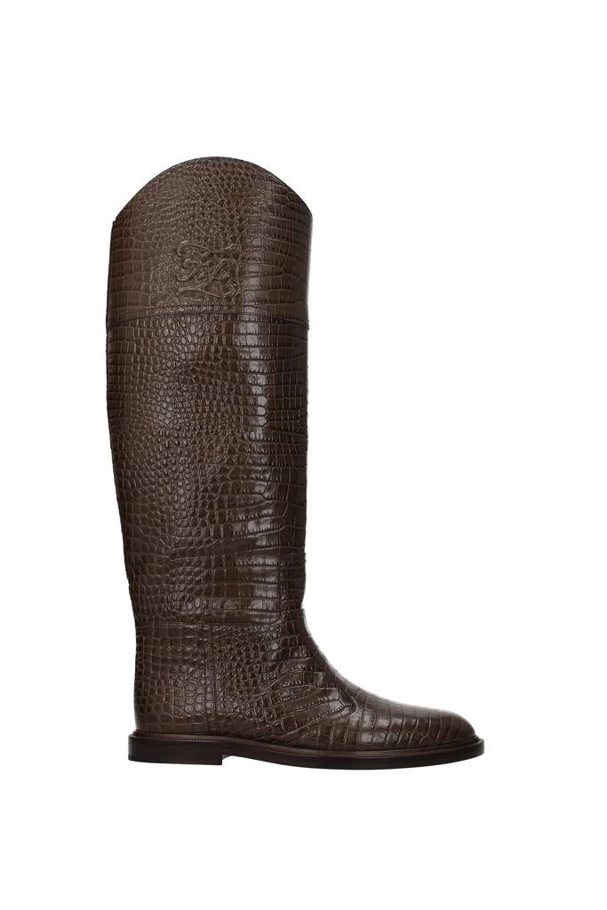 商品Fendi|Boots Leather Brown Mud,价格¥5502,第1张图片