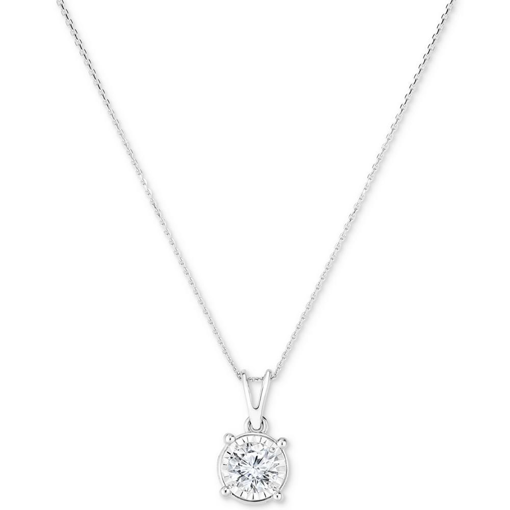 商品TruMiracle|Diamond Solitaire 18" Pendant Necklace (5/8 ct. t.w.) in 14k White Gold,价格¥24649,第1张图片
