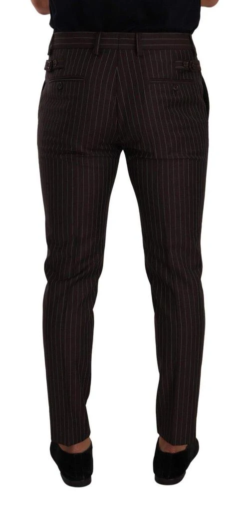 商品Dolce & Gabbana|Dolce & Gabbana Brown Striped Wool Formal Trouser Dress Pants,价格¥3004,第2张图片详细描述