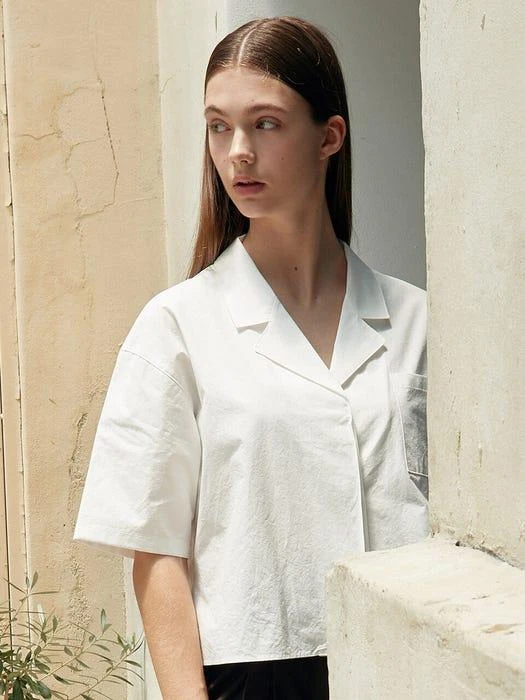 商品INUSWAY|Iuw1250 Hidden Pajama Crop Shirts (Off White),价格¥676,第2张图片详细描述