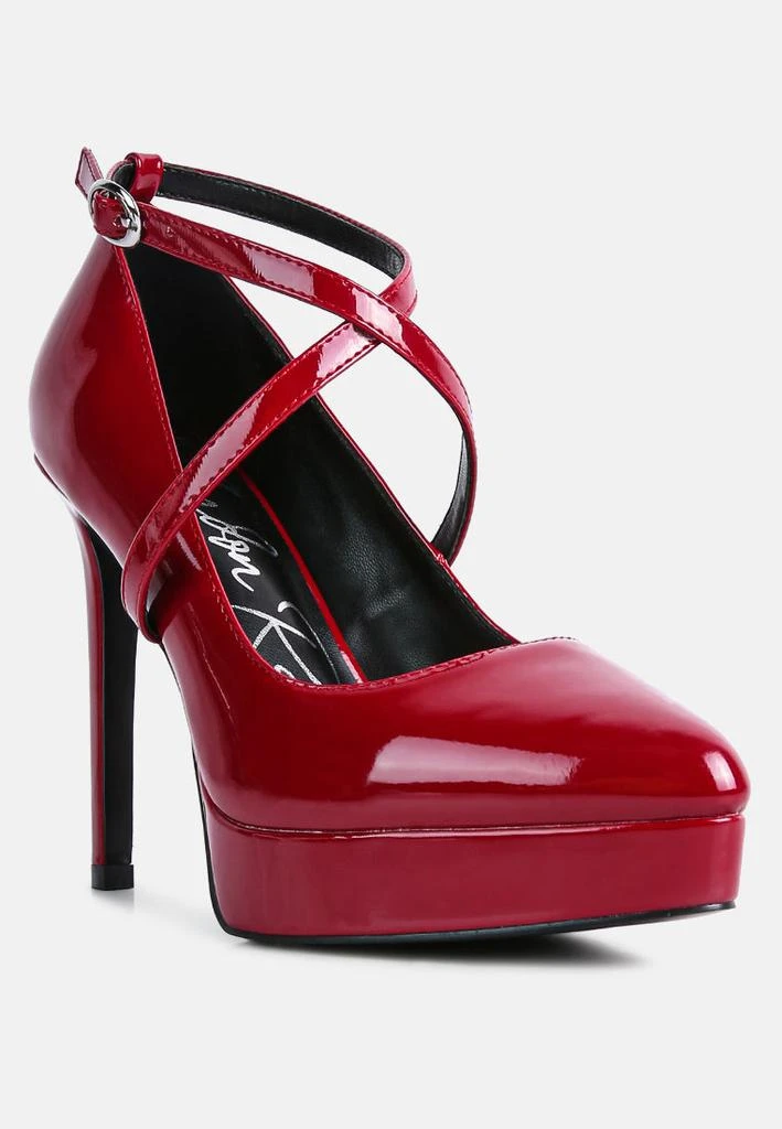 商品London Rag|pixie dust patent faux leather cross strap pumps,价格¥575,第4张图片详细描述