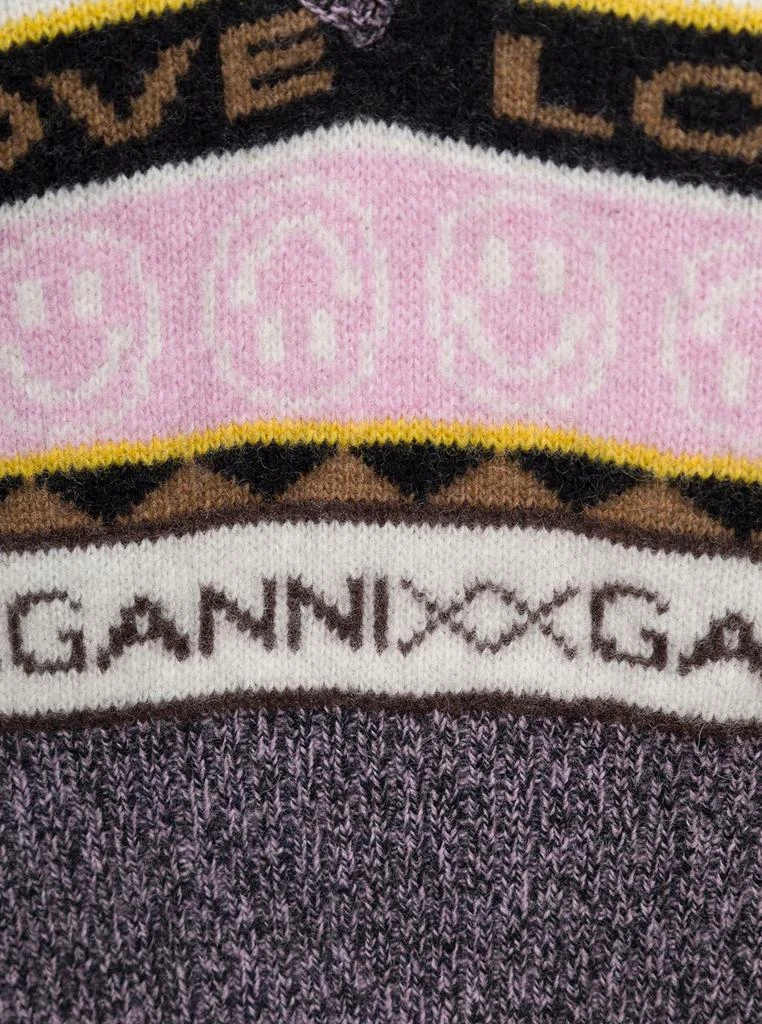 商品Ganni|Ganni Graphic V-neck Vest Multicolor In Wool Blend Woman,价格¥1447,第3张图片详细描述