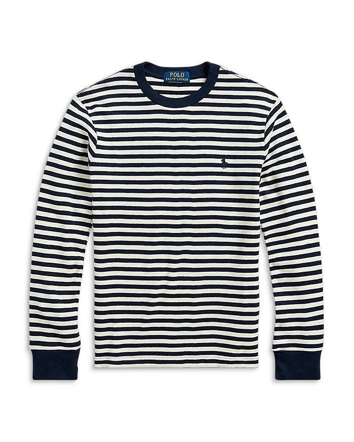 商品Ralph Lauren|Boys' Long Sleeve Striped Waffle Cotton Tee - Little Kid,价格¥178,第1张图片