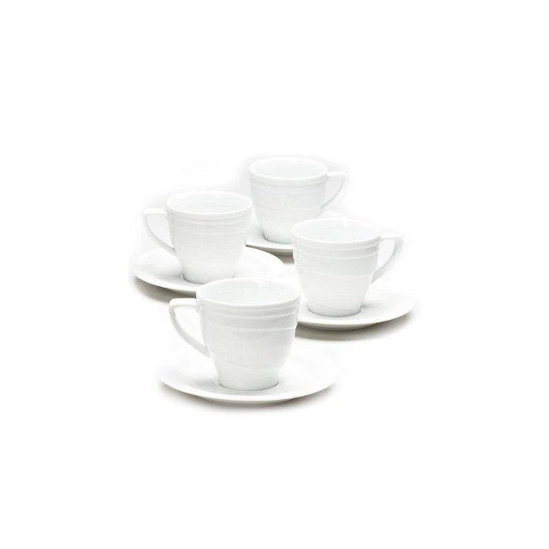 商品BergHOFF|BergHOFF Elan 8.6oz Porcelain Tea Cup and Saucer, Set of 4,价格¥378,第1张图片