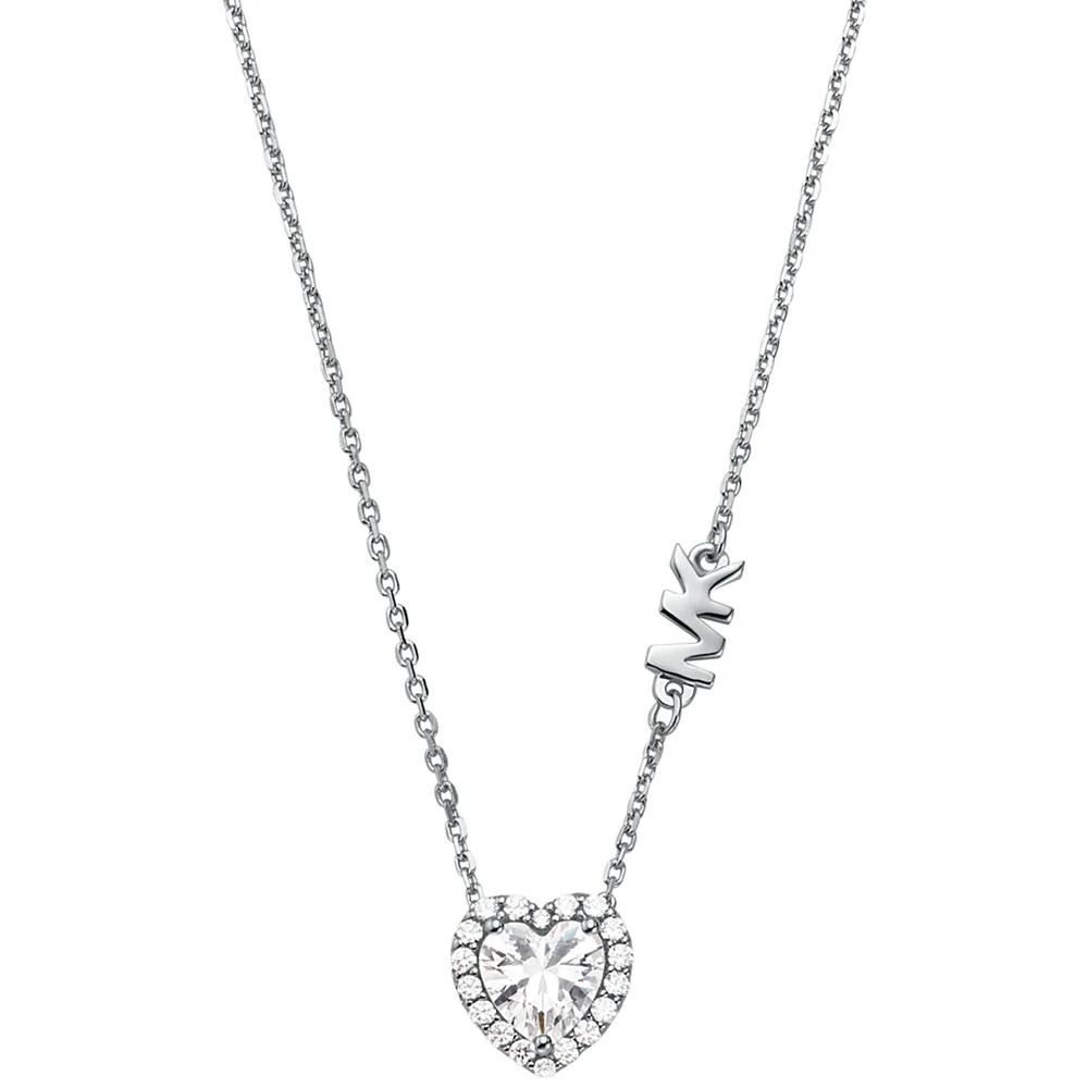 商品Michael Kors|Sterling Silver Cubic Zirconia Heart Halo Pendant Necklace, 16" + 2" extender,价格¥945,第1张图片