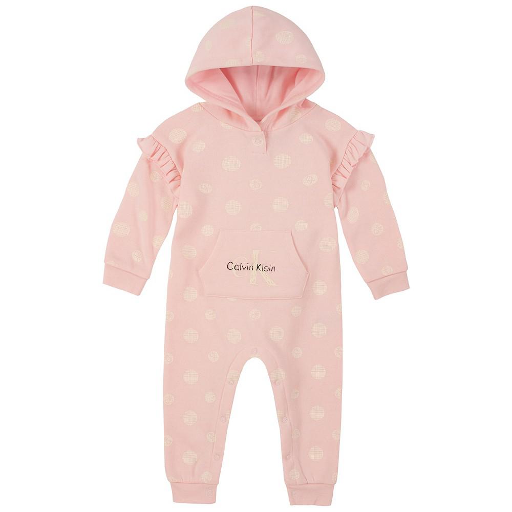 Baby Girls Polka-Dot Hoodie Coverall商品第1张图片规格展示