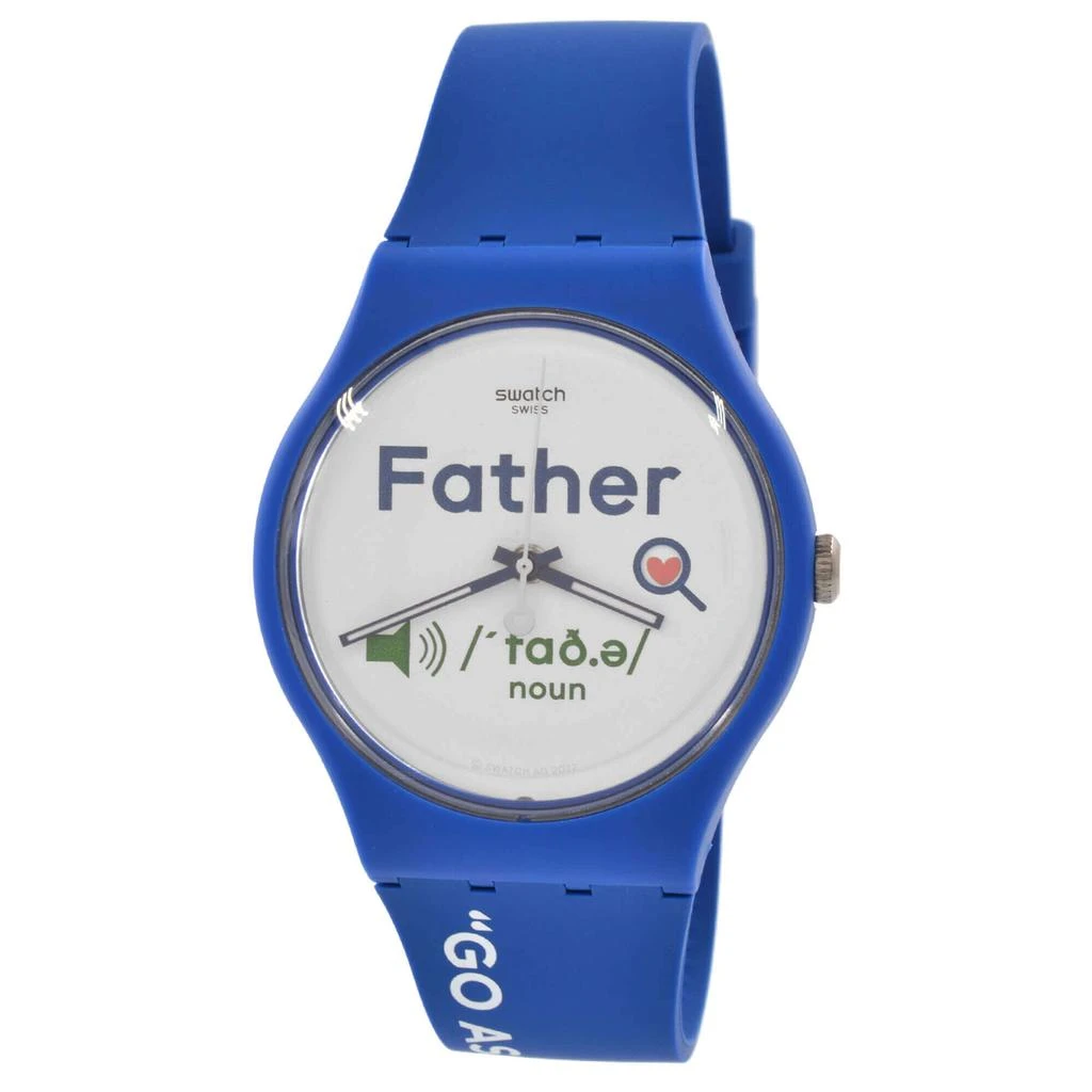商品Swatch|Swatch Men's Watch - All About Dad White Dial Blue Silicone Strap Quartz | SO29Z704,价格¥777,第1张图片
