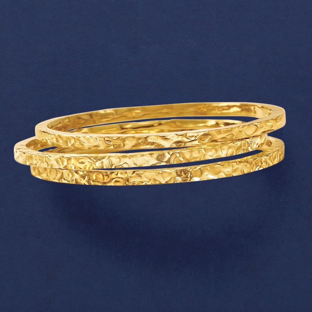 商品Ross-Simons|Ross-Simons Italian 24kt Gold Over Sterling Silver Jewelry Set: 3 Hammered Bangle Bracelets,价格¥1336,第5张图片详细描述