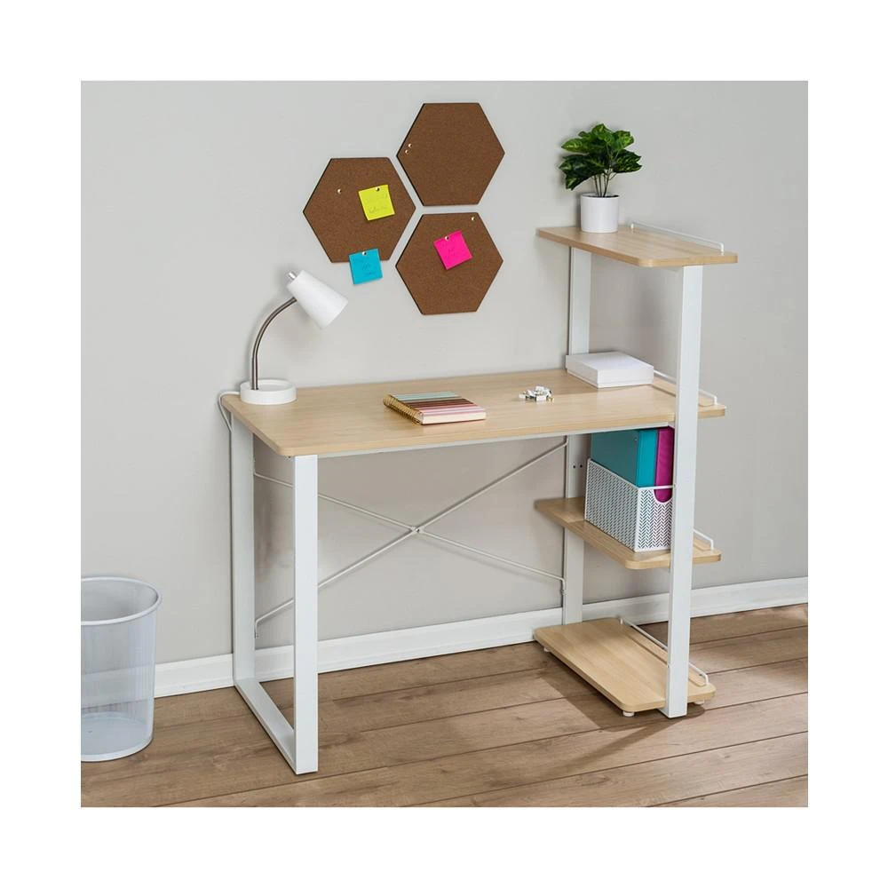 商品Honey Can Do|Home Office Computer Desk with Shelves,价格¥2032,第2张图片详细描述