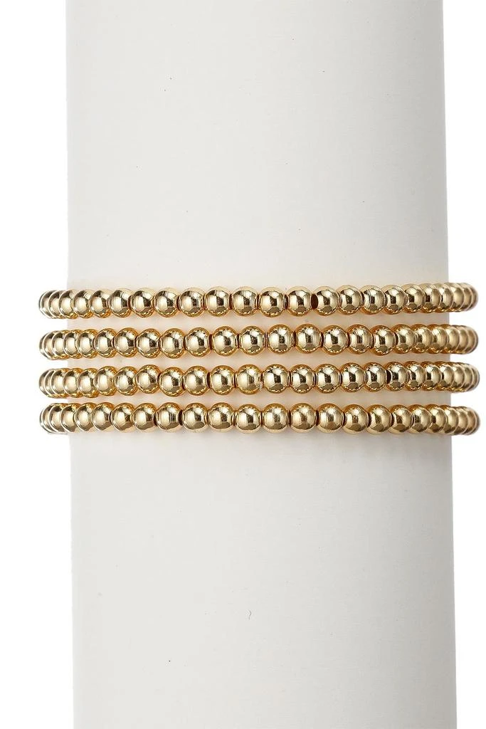 商品EYE CANDY LOS ANGELES|18K Gold Plated Beaded Stretch Ball Bracelet Set,价格¥247,第1张图片