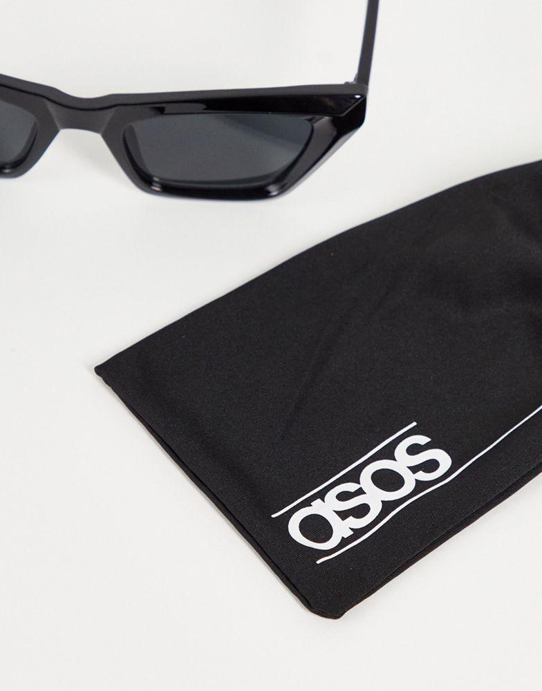 商品ASOS|ASOS DESIGN frame square cat eye sunglasses with bevel in black,价格¥93,第6张图片详细描述