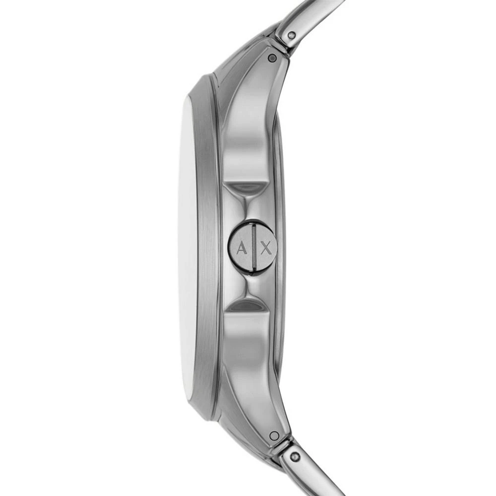 商品Armani Exchange|Men's Quartz Three Hand Date Silver-Tone Stainless Steel Watch 46mm,价格¥1281,第2张图片详细描述