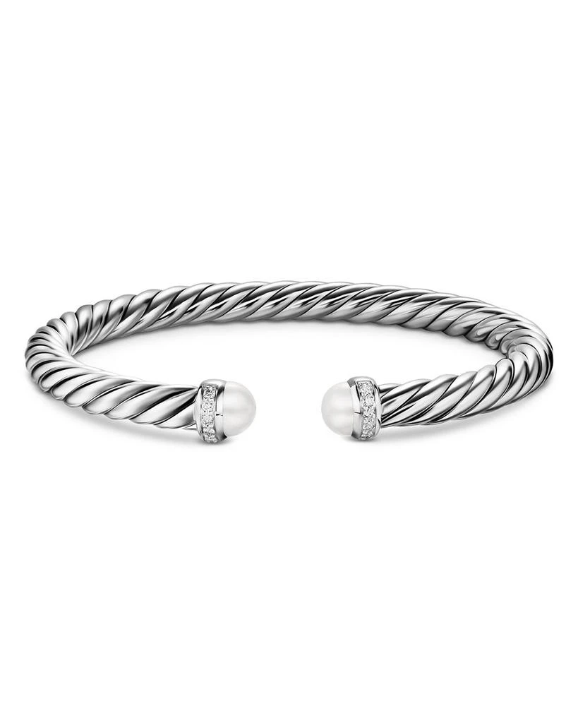 Cable Flex® Bracelet in Sterling Silver with Pearls and Diamonds, 6mm 商品