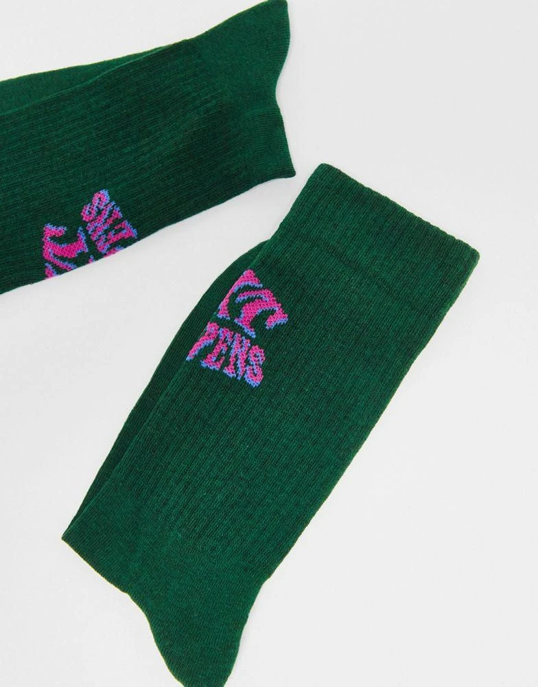 商品ASOS|ASOS DESIGN shit happens slogan socks in green,价格¥34,第4张图片详细描述