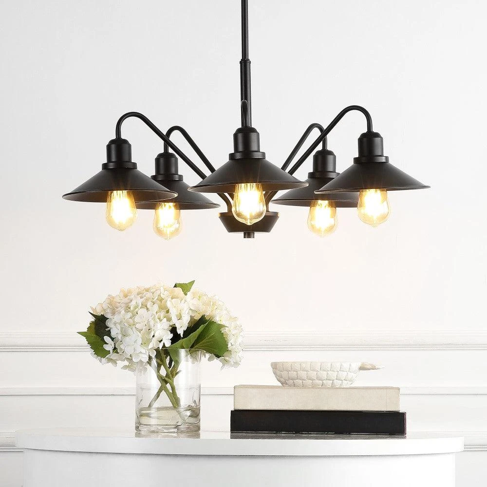 商品JONATHAN Y|Cole 27" 5-Light Metal Farmhouse Industrial LED Chandelier,价格¥1386,第3张图片详细描述