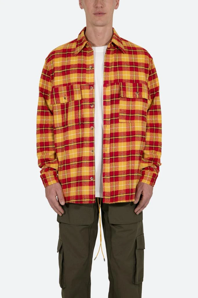 商品MNML|Relaxed Cargo Flannel Shirt - Yellow/Red,价格¥121,第1张图片