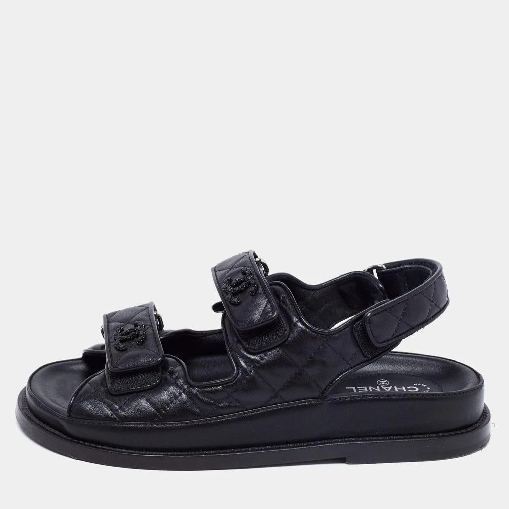 商品[二手商品] Chanel|Chanel Black Leather Dad Slingback Sandals Size 37,价格¥12798,第1张图片