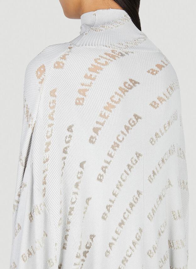 商品Balenciaga|All Over Logo High Neck Sweater in Grey,价格¥14948,第7张图片详细描述