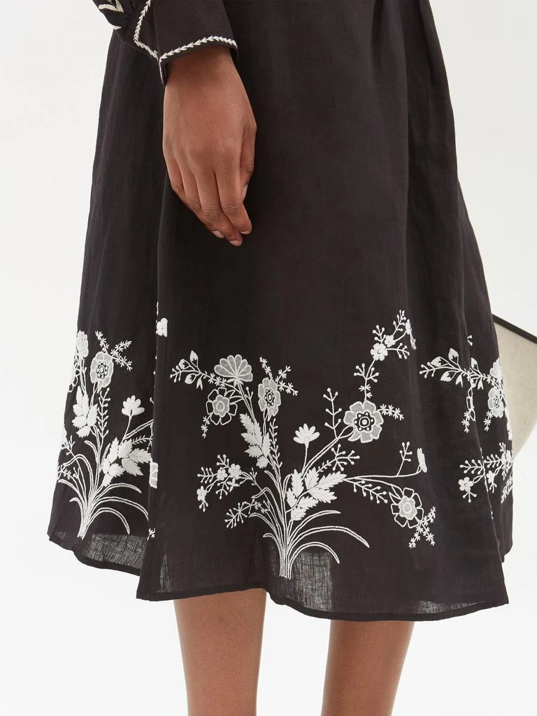 商品Thierry Colson|Yulia floral-embroidered linen midi skirt,价格¥1967,第3张图片详细描述