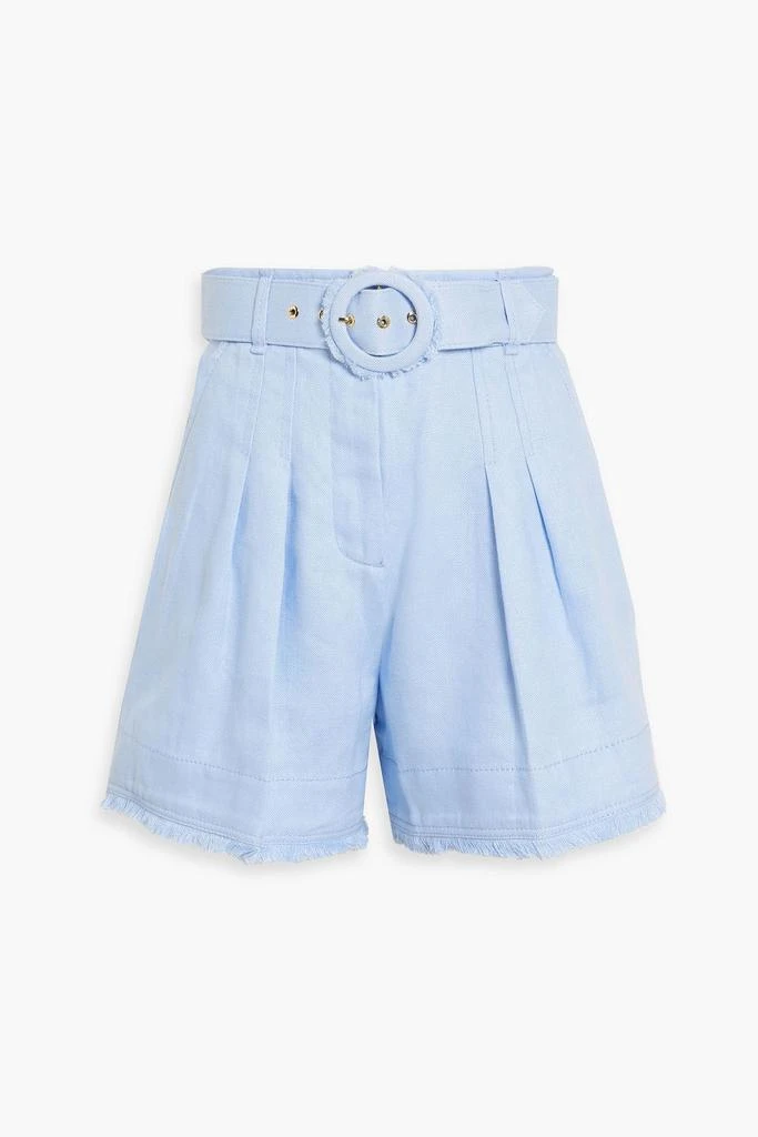 ZIMMERMANN | Belted pleated linen-canvas shorts