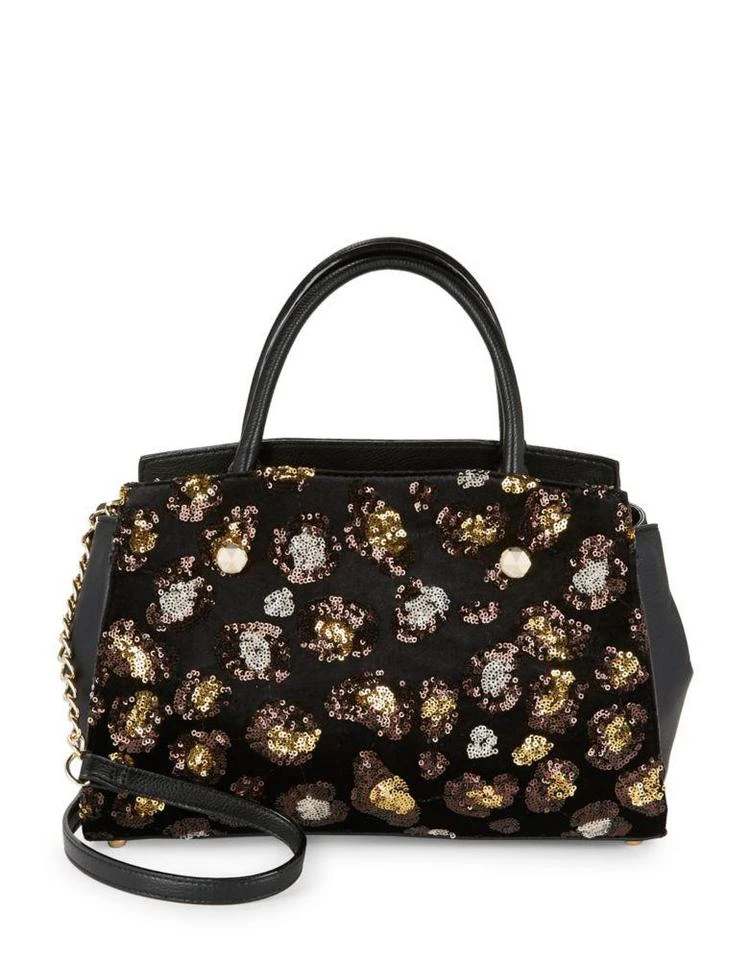 Floral Sequin Faux Leather Satchel 商品