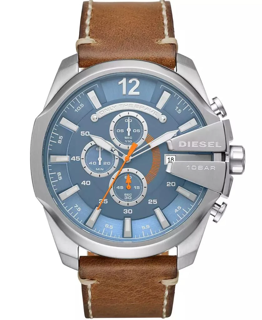 商品Diesel|Mega Chief Chronograph Brown Leather Watch 51mm,价格¥1032,第1张图片