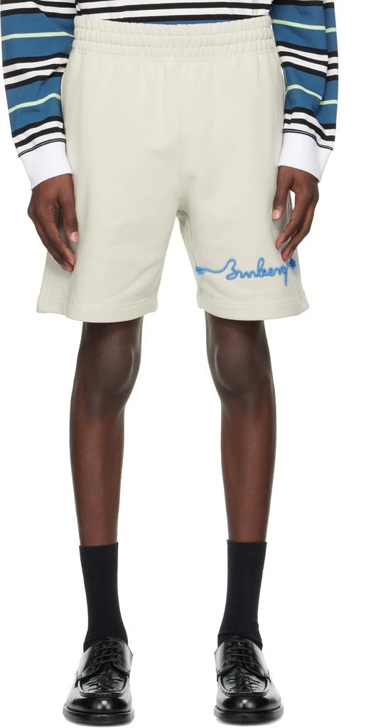 商品Burberry|Off-White Knot Logo Cotton Shorts,价格¥6557,第1张图片