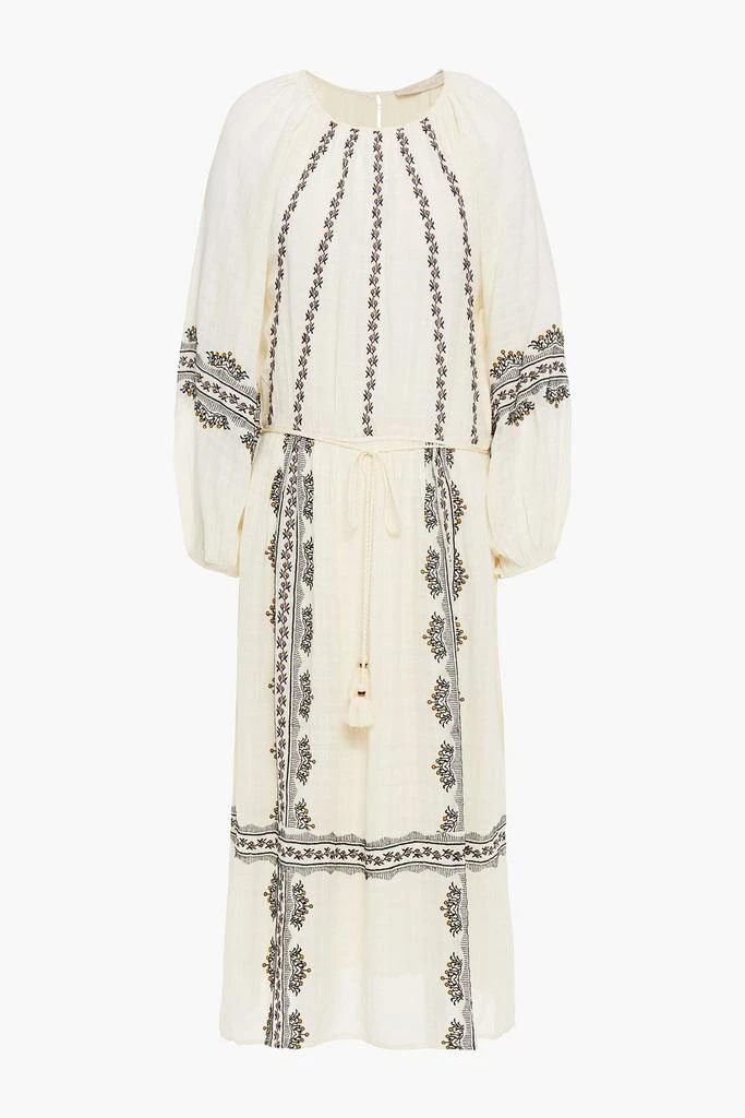 商品VANESSA BRUNO|Nola belted embroidered checked crepe midi dress,价格¥816,第3张图片详细描述