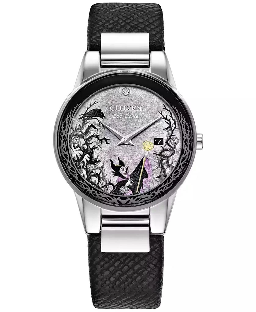 商品Citizen|Eco-Drive Women's Disney Villains Maleficent's Charm Black Leather Strap Watch 30mm Boxed Set,价格¥2575,第2张图片详细描述