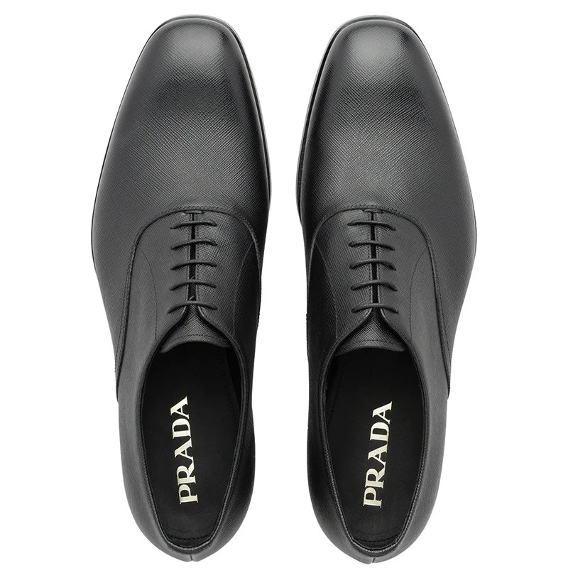 商品Prada|【预售3-7天】普拉达 Saffiano系列 男士黑色皮革牛津鞋2EB172_053_F0002,价格¥6946,第4张图片详细描述