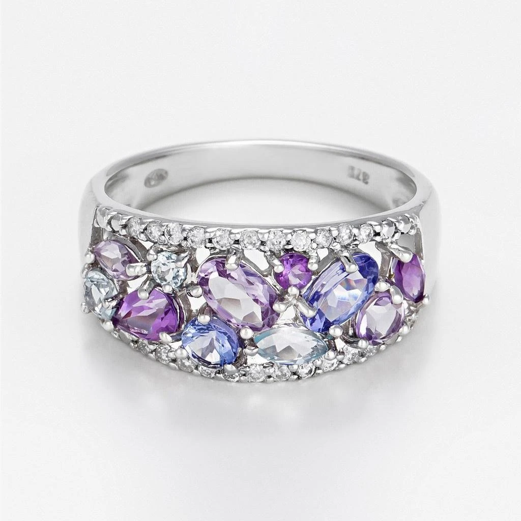 商品预计3周后发货 Diamanta|Bague "Blueymix" D 0,13/22 Amethyste 0,66/6 Tanzanite 0,36/2 Topaze 0,24/3 - Or Blanc,价格¥3994,第2张图片详细描述