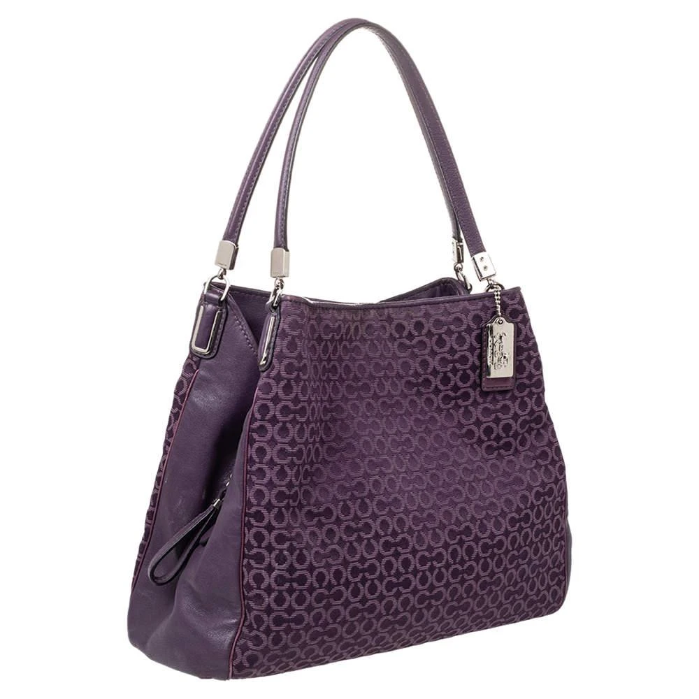 商品[二手商品] Coach|Coach Purple Signature Canvas And Leather Madison Phoebe Shoulder Bag,价格¥2071,第3张图片详细描述