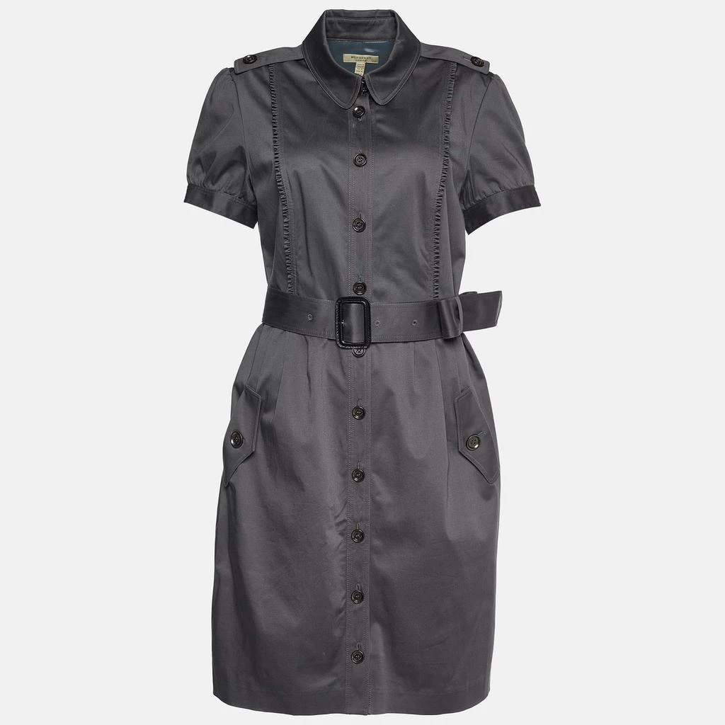 商品[二手商品] Burberry|Burberry Grey Cotton Short Sleeve Button Front Shirt Dress M,价格¥2210,第1张图片