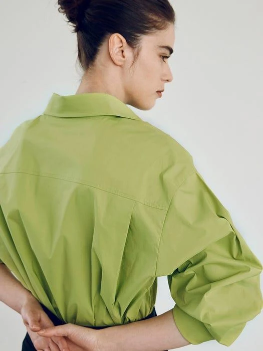 商品NUVO.10|Pin Tuck Sleeve Cotton Shirt Blouse,价格¥949,第3张图片详细描述