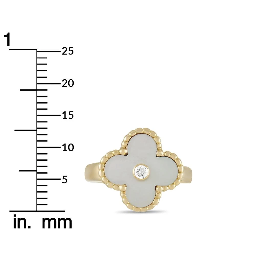 商品[二手商品] Van Cleef & Arpels|Van Cleef & Arpels Alhambra 18K Yellow Gold Diamond and Mother of Pearl Ring,价格¥23625,第5张图片详细描述