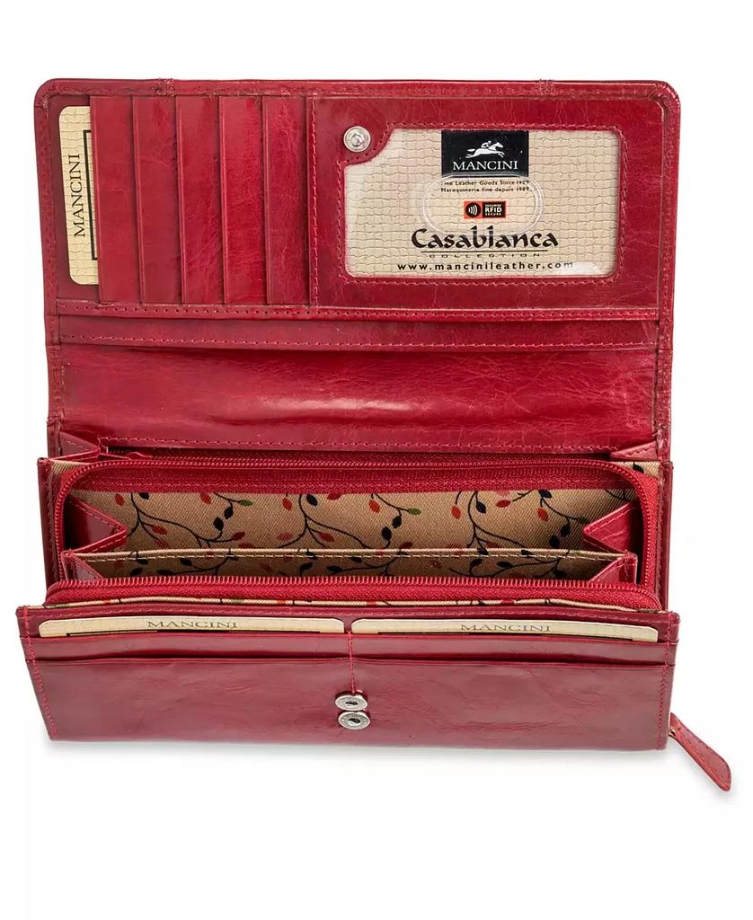 商品Mancini Leather Goods|Casablanca Collection RFID Secure Ladies Clutch Wallet,价格¥780,第3张图片详细描述