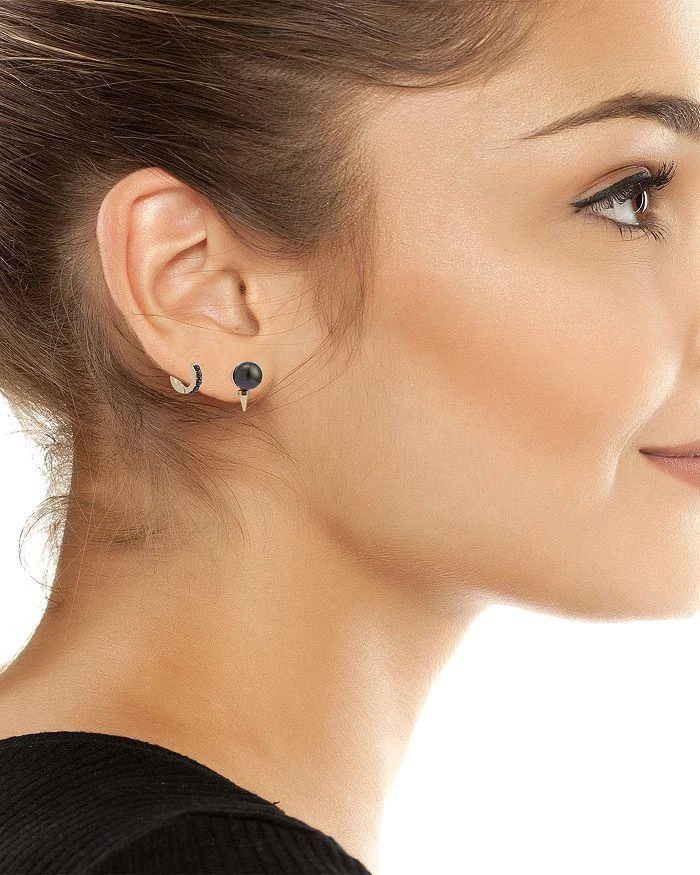 商品ALL SAINTS|Gray Imitation Pearl Spike Huggie Hoop & Stud Earrings, Set of 2,价格¥404,第4张图片详细描述